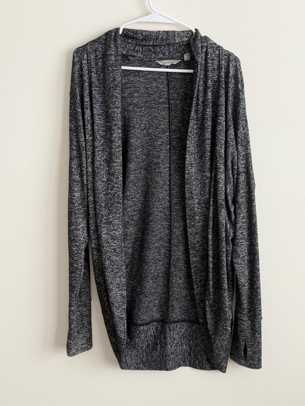 Athleta Luxe Pose Wrap Cardigan Grey Heathered Open Front Women’s Size XS